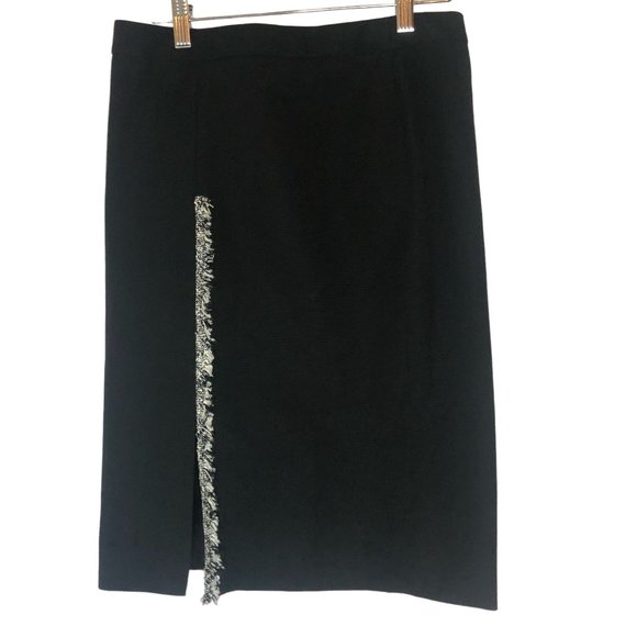 Kookai Skirts Kookai Black Skirt Fringe Detail At Front Slit Small